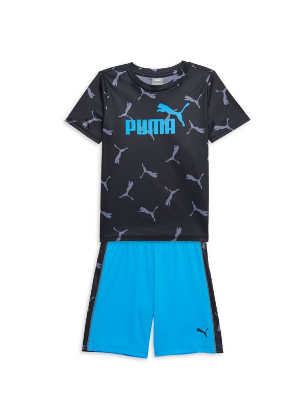 Puma Little Boy's 2-Piece Logo Tee & Shorts Set